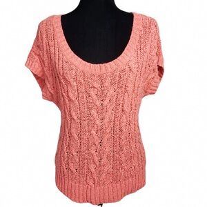 Elegant Coral Cable Knit Sweater
